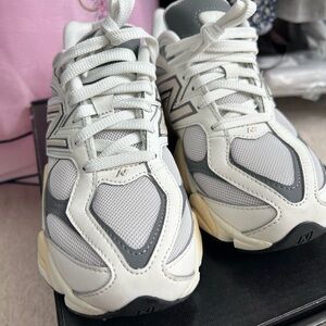 New Balance Cream and Gray Athletic Shoes